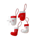 Fabric Hanging Ornament Stockings & Mitts (Asstd) - Set of 12