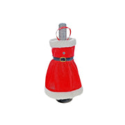 Knitted Fabric Wine Bottle Cover Set of 2 Mr. & Mrs. Claus – Christmas Wine Gift, Holiday Party Decor, Festive Table Accent