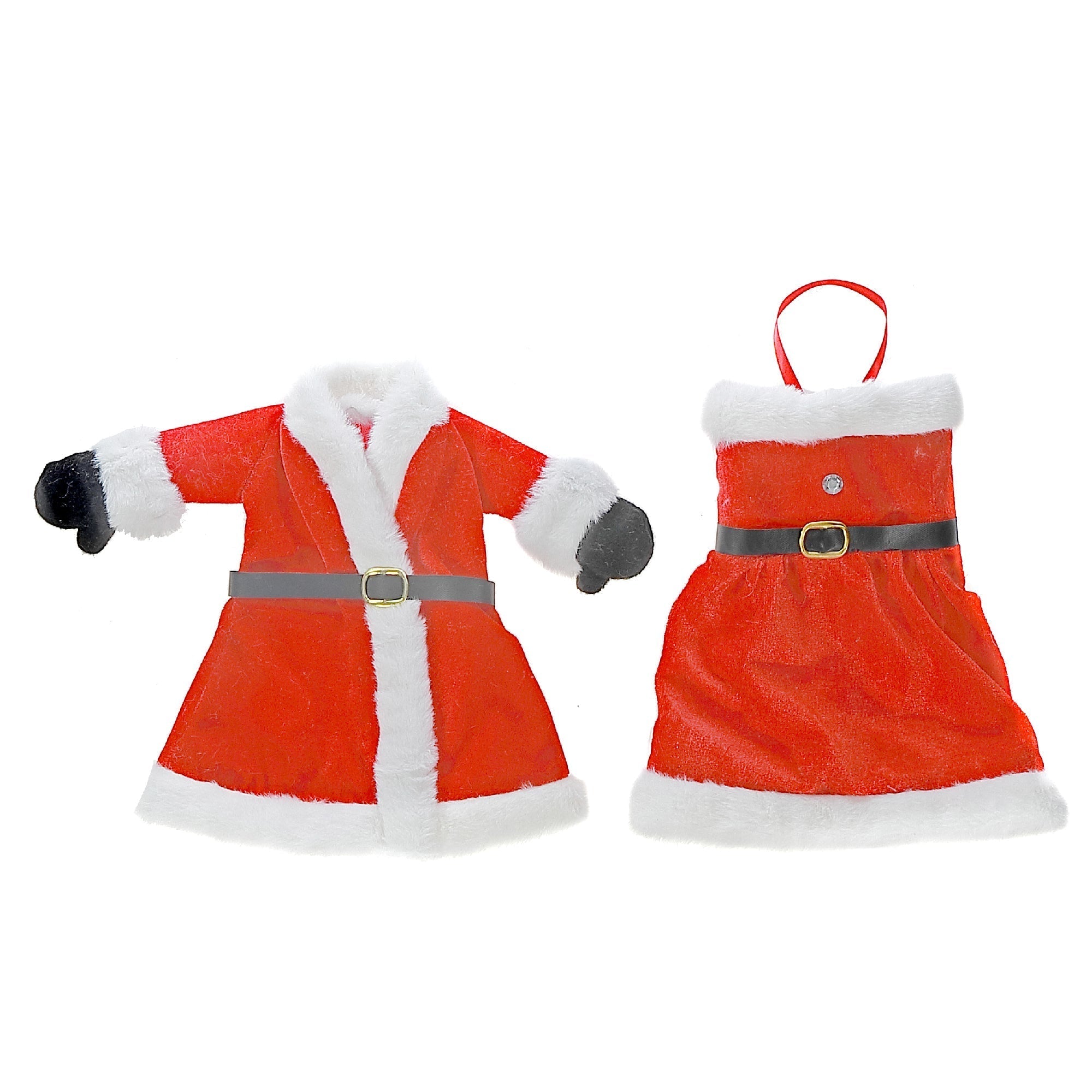 Knitted Fabric Wine Bottle Cover Set of 2 Mr. & Mrs. Claus – Christmas Wine Gift, Holiday Party Decor, Festive Table Accent