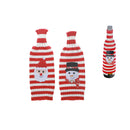 Knitted Fabric Wine Bottle Cover (Snowman/Santa Stripe) (Asstd) - Set of 2