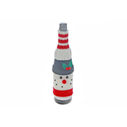 Knitted Fabric Wine Bottle Cover Set of 2 Holiday Figures – Christmas Wine Gift, Holiday Party Decor, Festive Table Accent