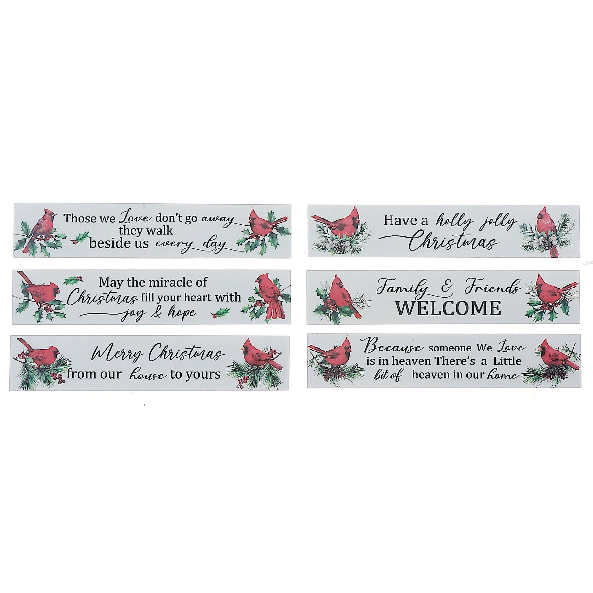Inspirational Wooden Block Decor Set of 6 Cardinal – Holiday Quotes, Christmas Tabletop Decoration, Festive Seasonal Accent