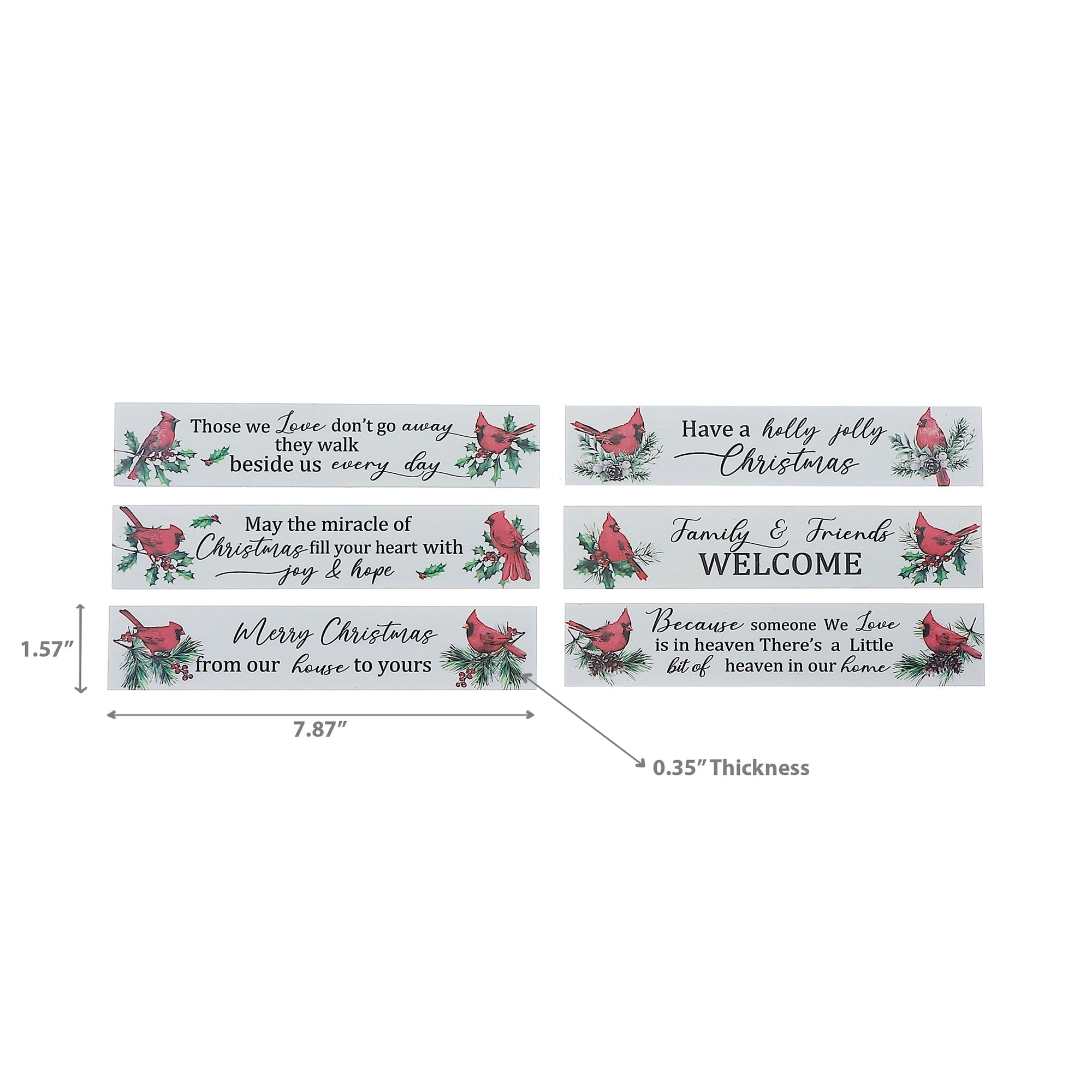 Inspirational Wooden Block Decor Set of 6 Cardinal – Holiday Quotes, Christmas Tabletop Decoration, Festive Seasonal Accent