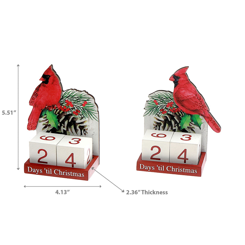 Wooden Calendar Christmas Countdown (Cardinal) (Asstd) - Set of 2