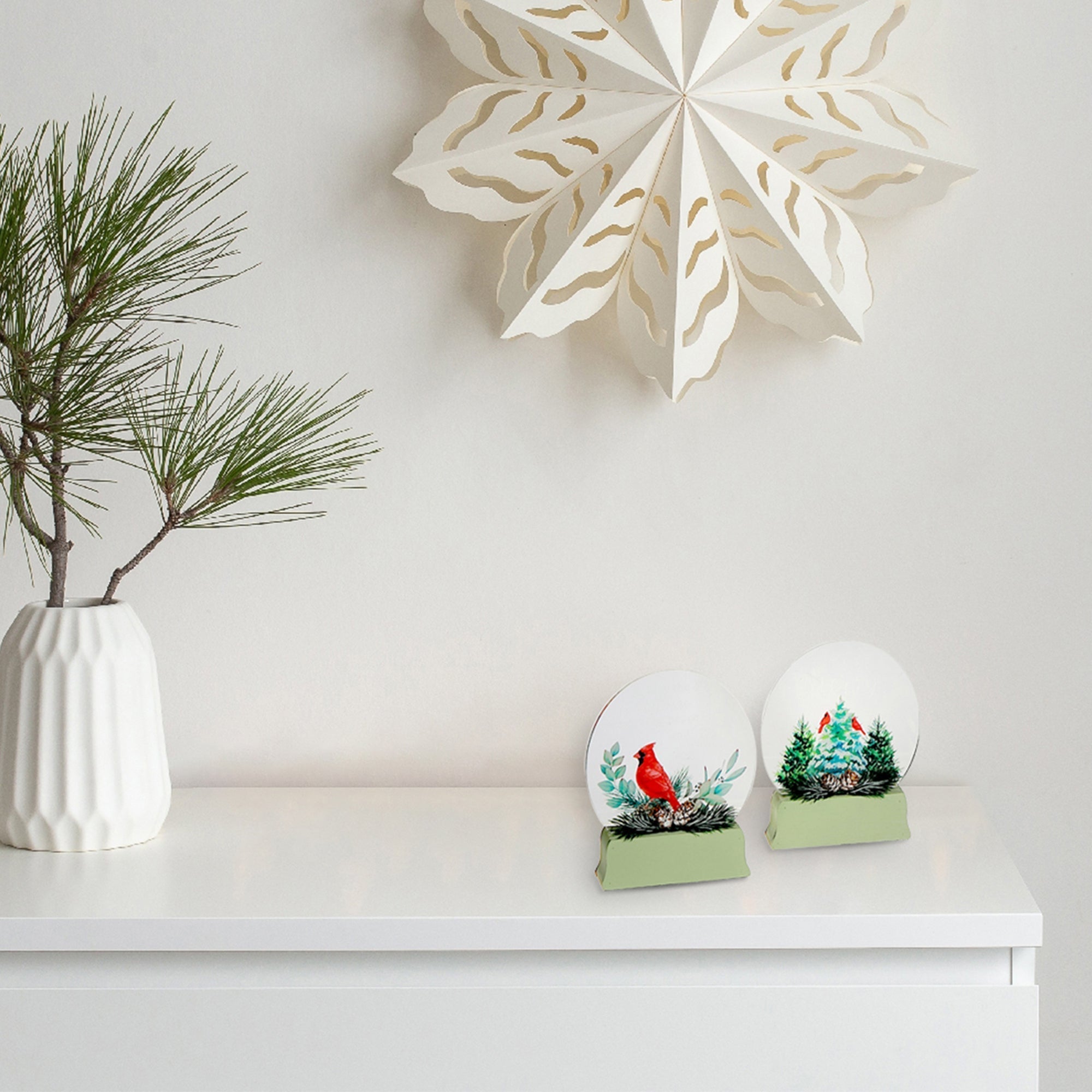 LED Wooden Stand Décor Set of 2 Cardinal – Christmas Tabletop Decoration, Holiday Home Accent, Festive Winter Bird Decor