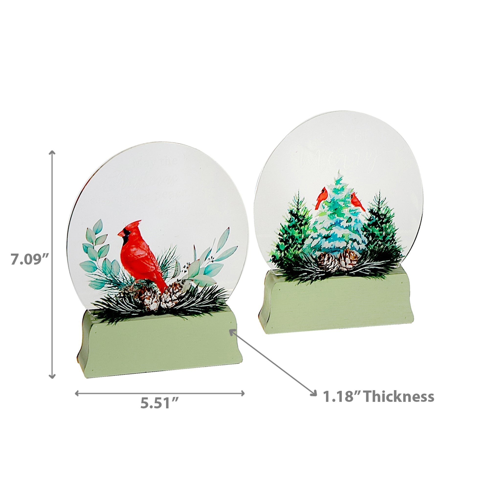 LED Wooden Stand Décor Set of 2 Cardinal – Christmas Tabletop Decoration, Holiday Home Accent, Festive Winter Bird Decor