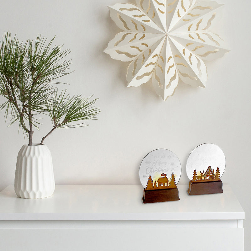 Led Wooden Stand Décor (Winter Night) (Asstd) - Set of 2