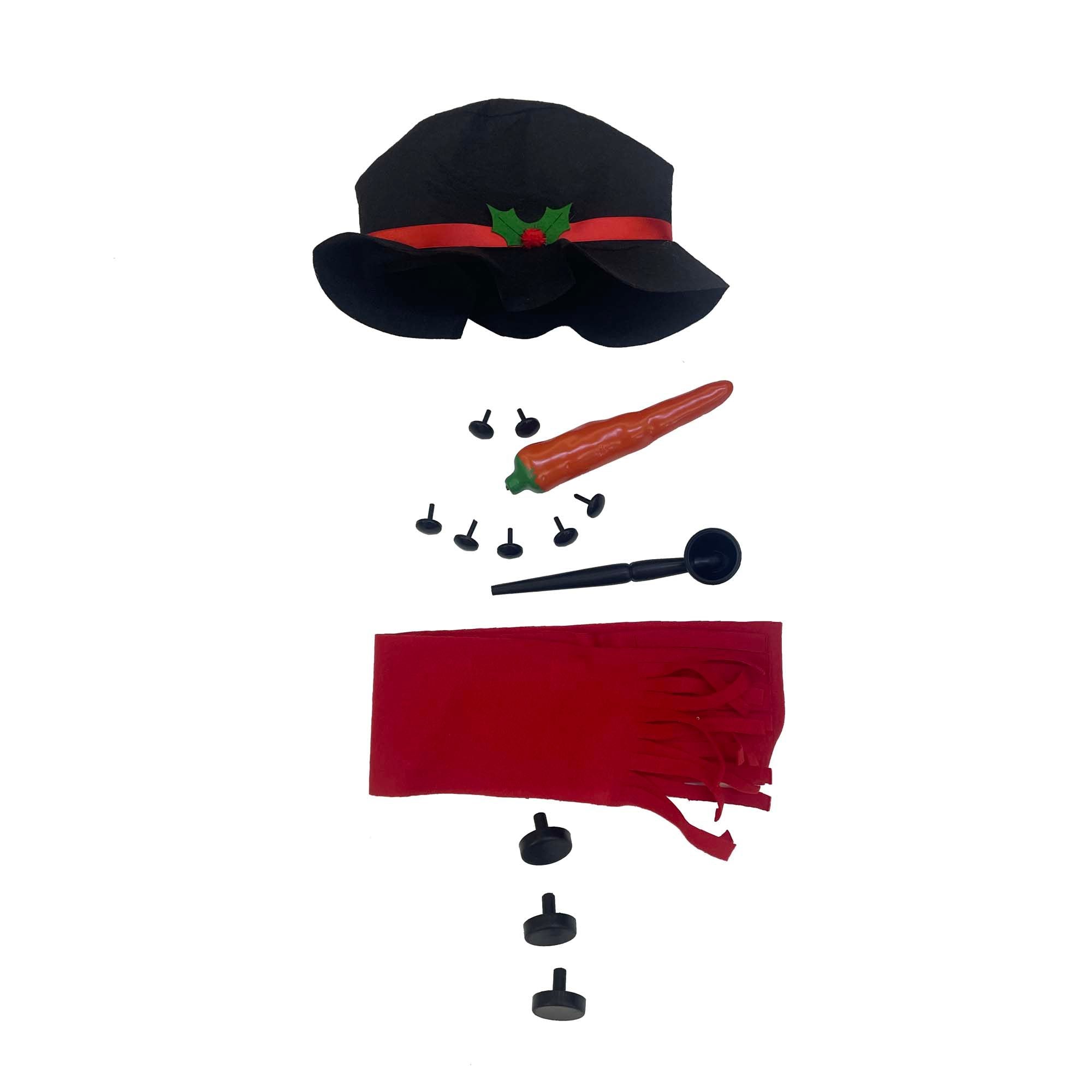 Build A Snowman Kit Black Hat – Christmas DIY Activity, Holiday Craft Set, Winter Family Fun