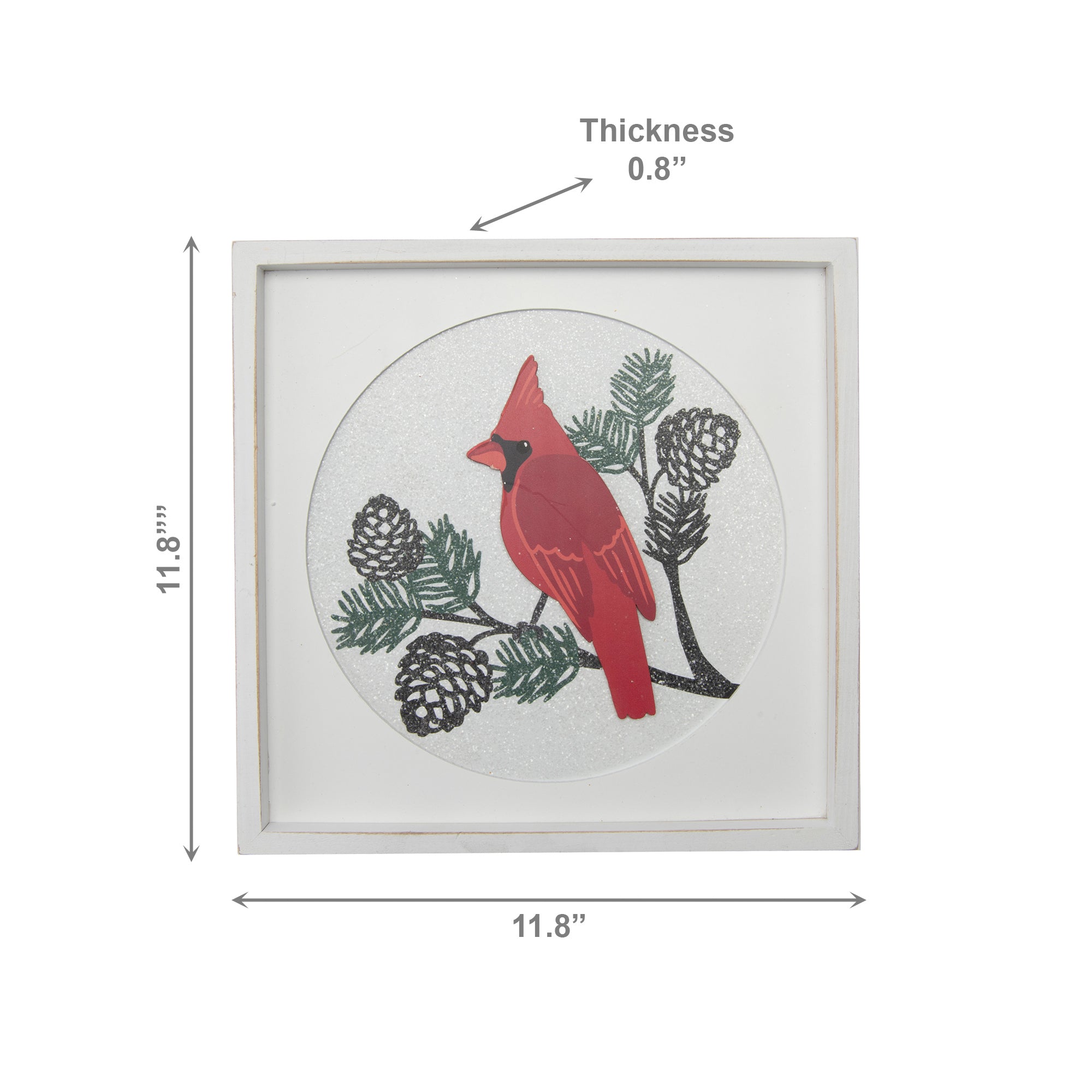 MDF Square Framed Wall Art Cardinal, Christmas, Wall Decor, Holiday Decor
