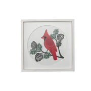 MDF Square Framed Wall Art Cardinal, Christmas, Wall Decor, Holiday Decor