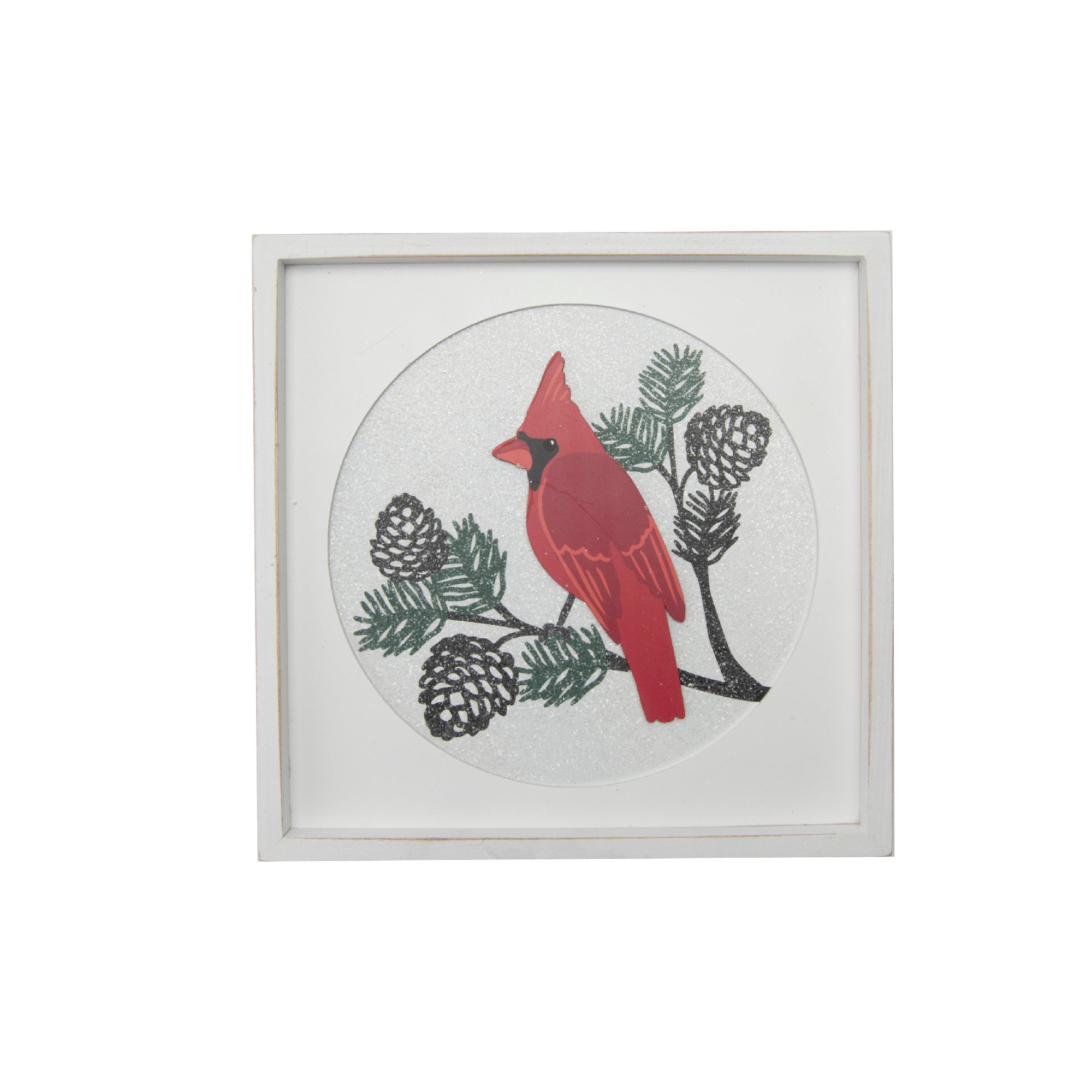 MDF Square Framed Wall Art Cardinal, Christmas, Wall Decor, Holiday Decor