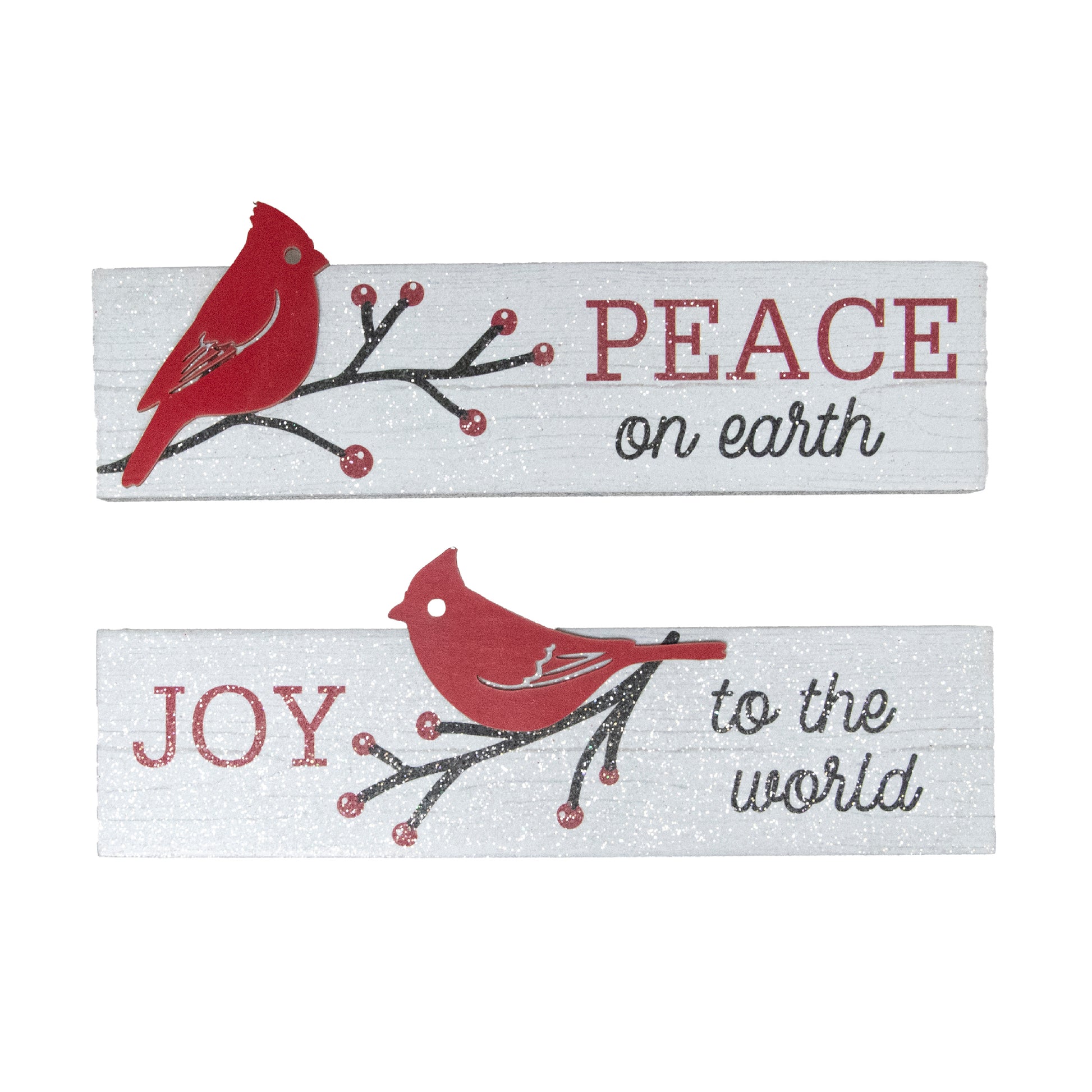 Rectangular Wood Block Peace & Joy Cardinal Assorted, Christmas, Tabletop Block, Holiday Decor- Set of 2