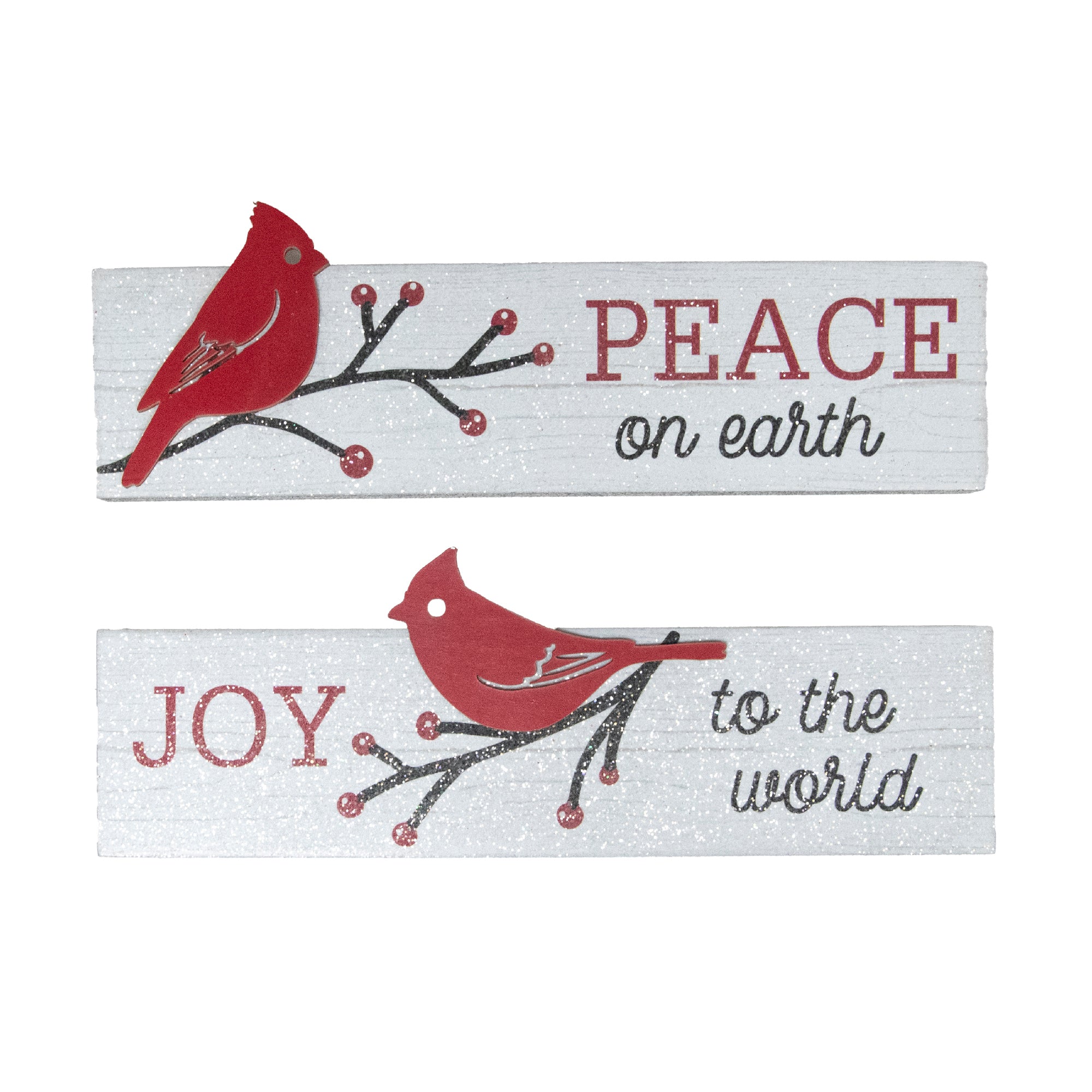 Rectangular Wood Block Peace & Joy Cardinal Assorted, Christmas, Tabletop Block, Holiday Decor- Set of 2