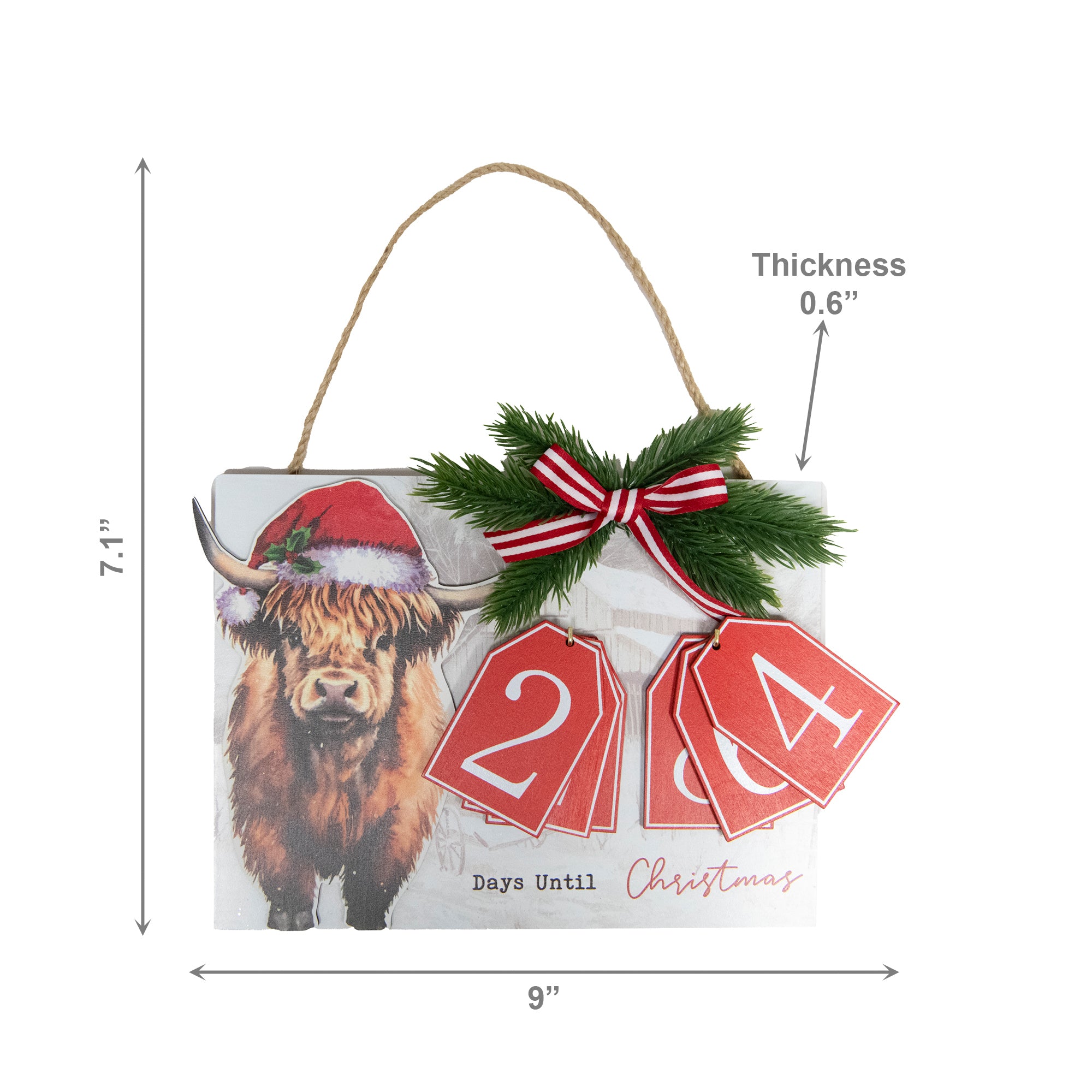 MDF Countdown Calendar Wall Hanger Highland Cow, Wall Decor, Holiday Decor