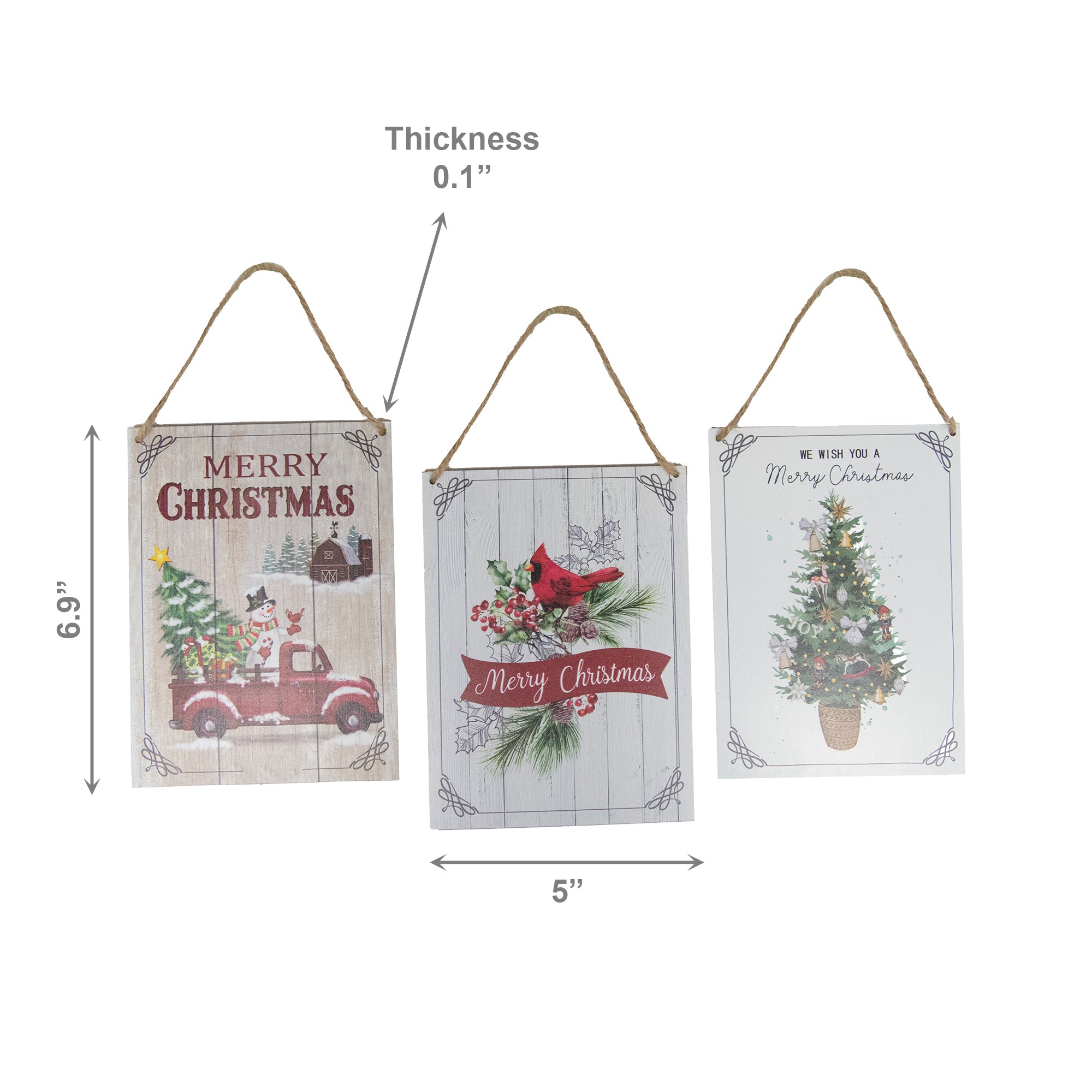 MDF Wall Hanger Merry Christmas Assorted, Christmas, Wall Decor, Holiday Decor- Set of 3