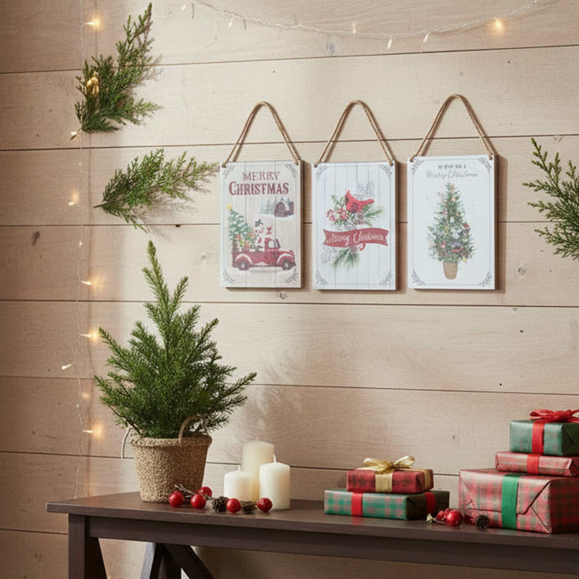 MDF Wall Hanger Merry Christmas Assorted, Christmas, Wall Decor, Holiday Decor- Set of 3