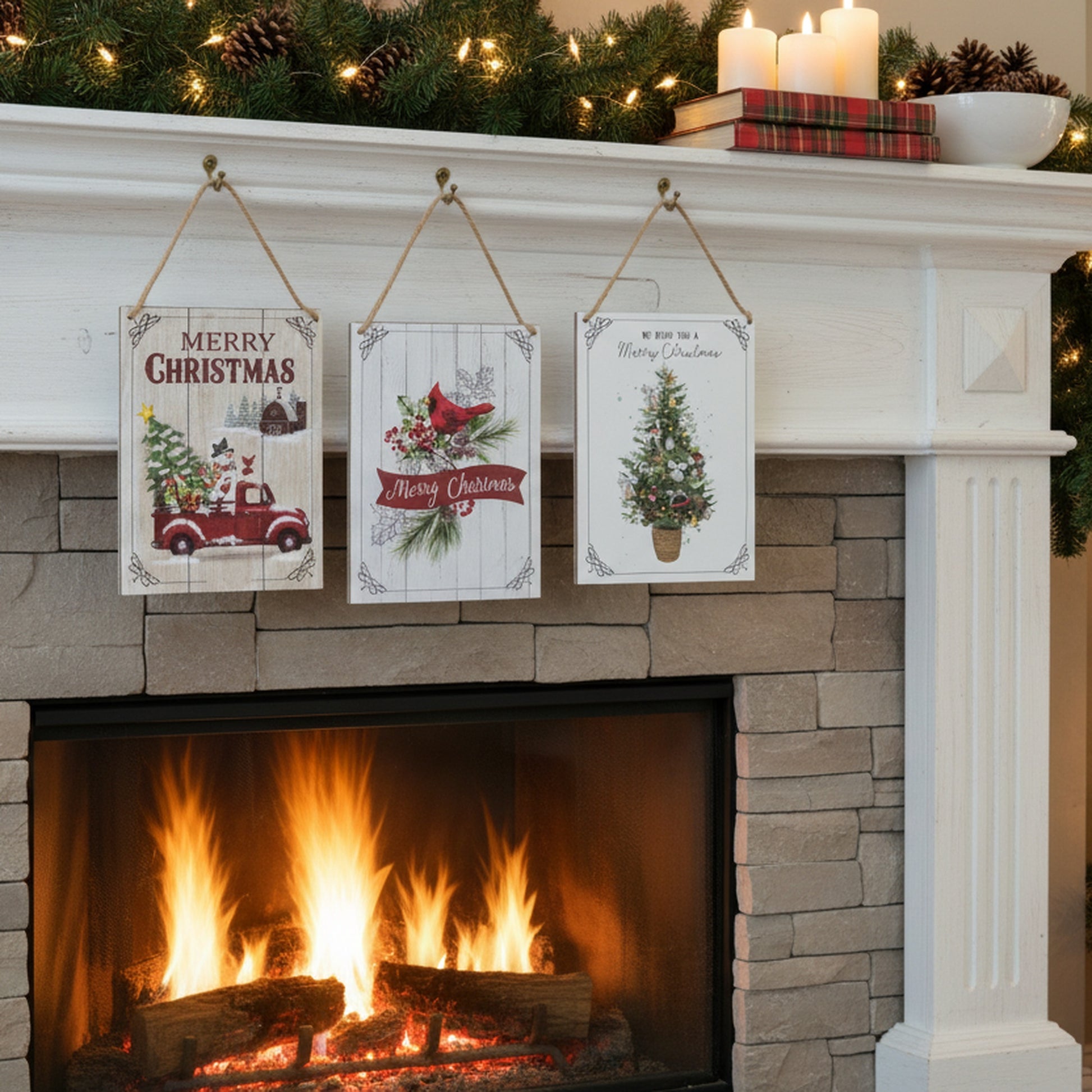 MDF Wall Hanger Merry Christmas Assorted, Christmas, Wall Decor, Holiday Decor- Set of 3