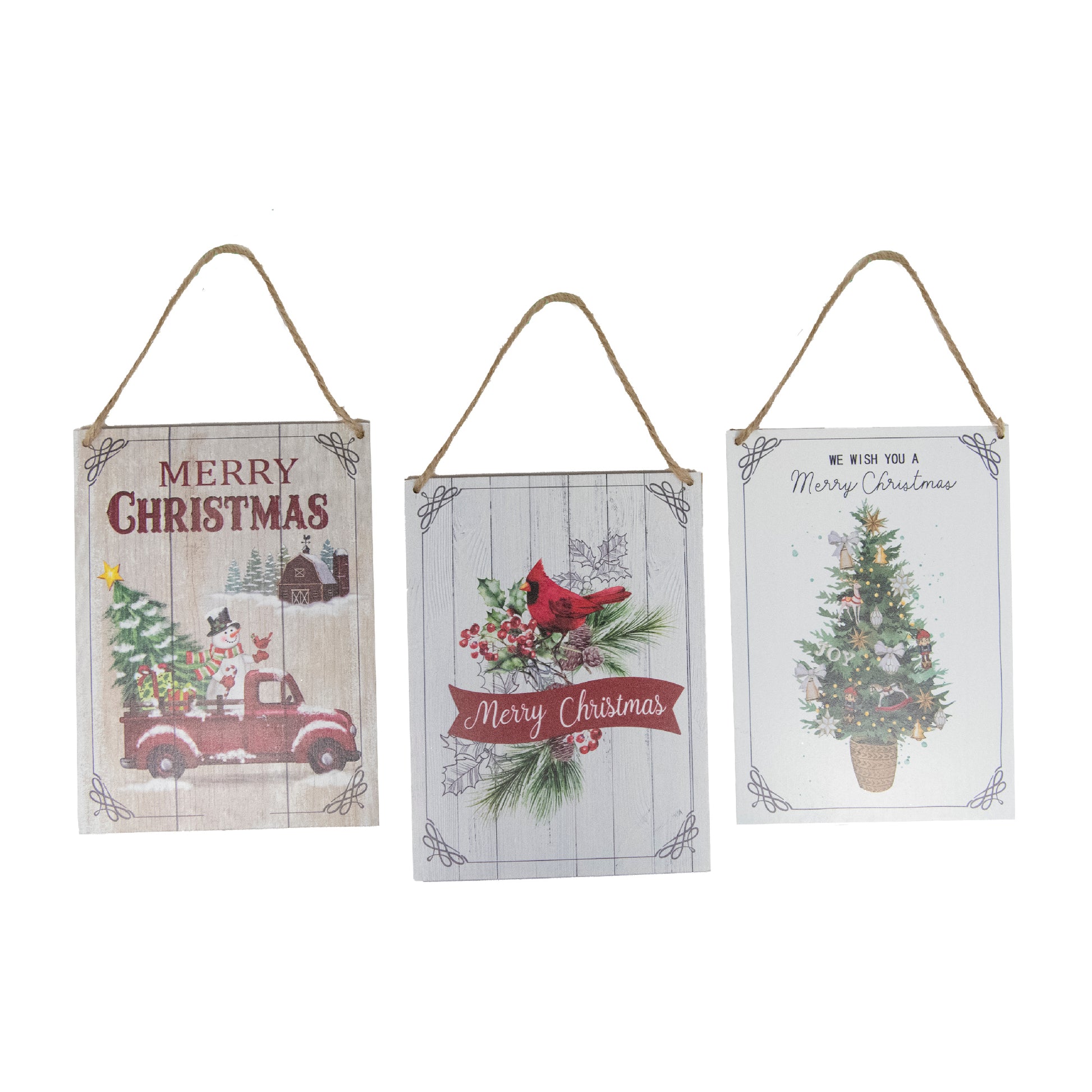 MDF Wall Hanger Merry Christmas Assorted, Christmas, Wall Decor, Holiday Decor- Set of 3