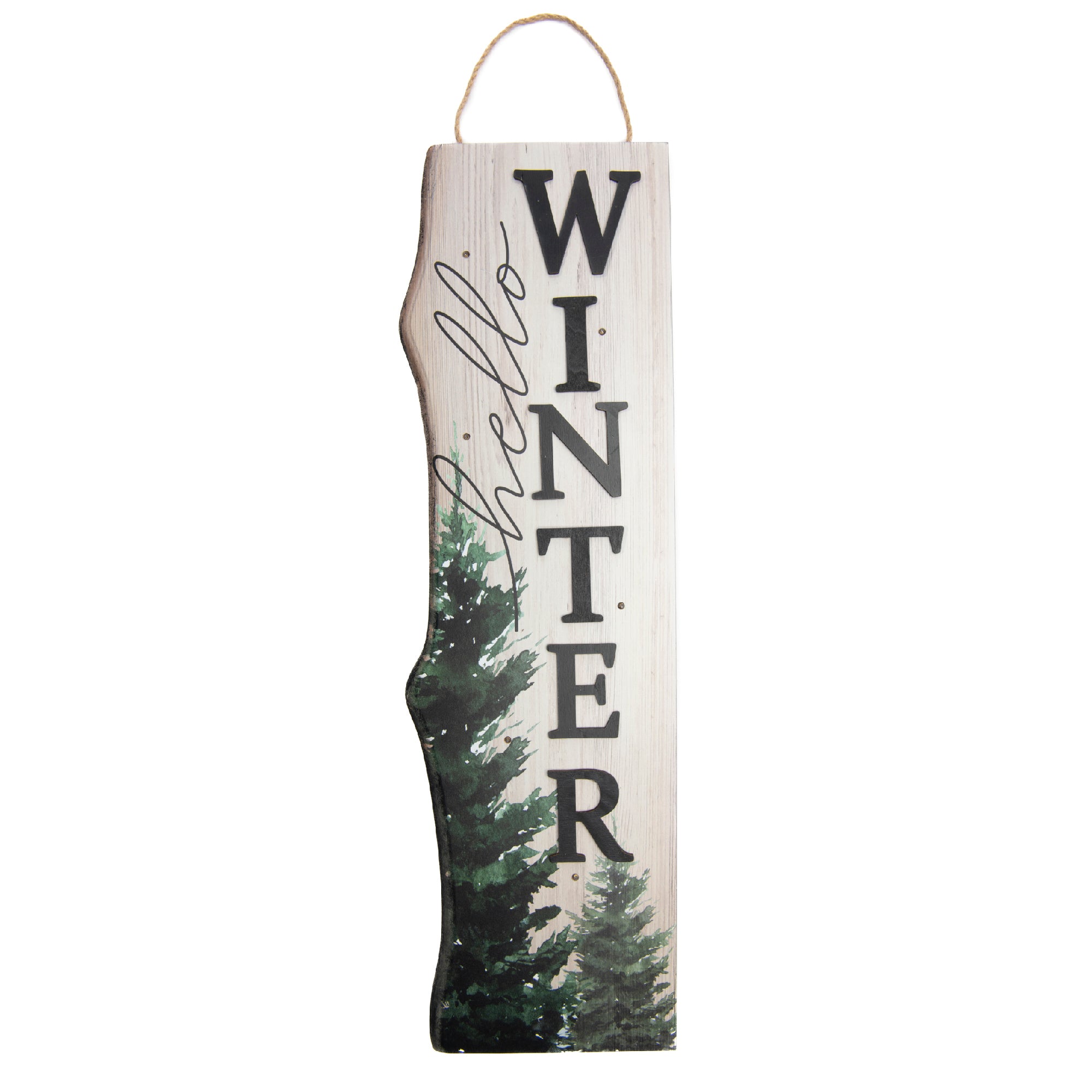 LED MDF Wall Hanger Hello Winter, Winter, Wall Decor, Holiday Decor