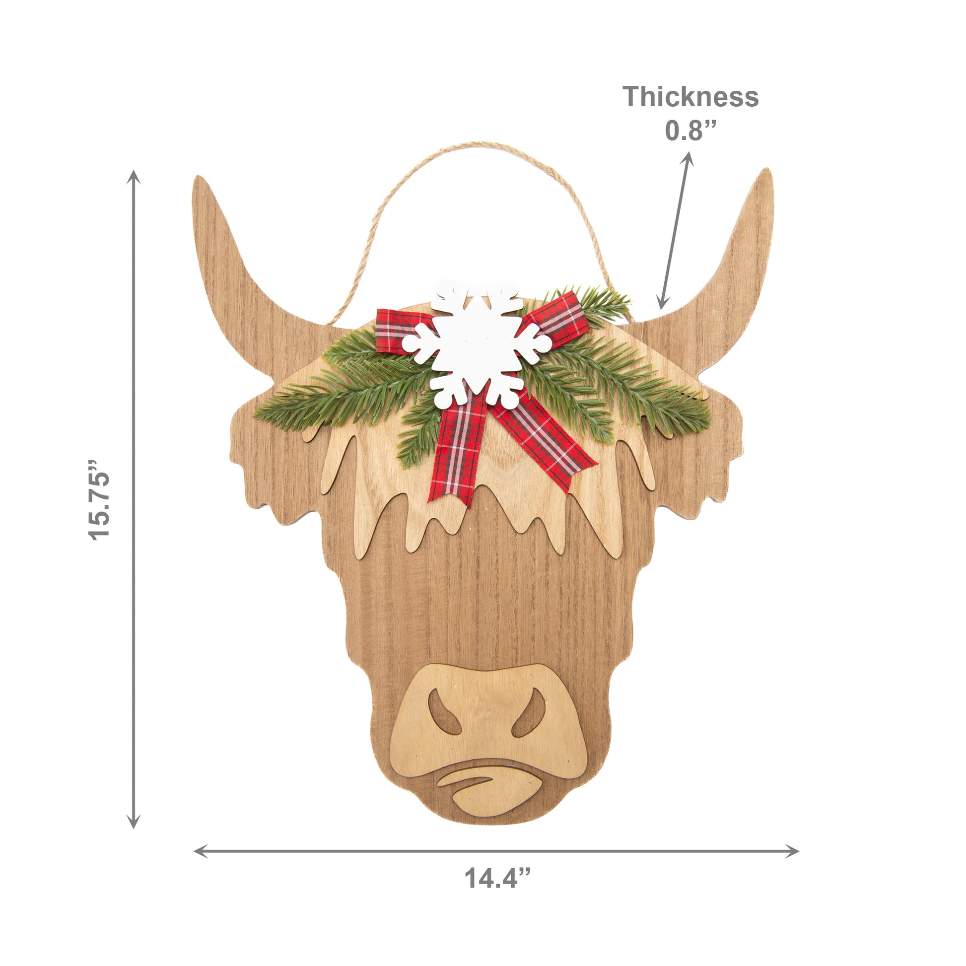 MDF Cow Shaped Wall Hanger with Winter Foliage, Winter, Wall Decor, Holiday Decor