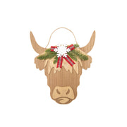 MDF Cow Shaped Wall Hanger with Winter Foliage, Winter, Wall Decor, Holiday Decor