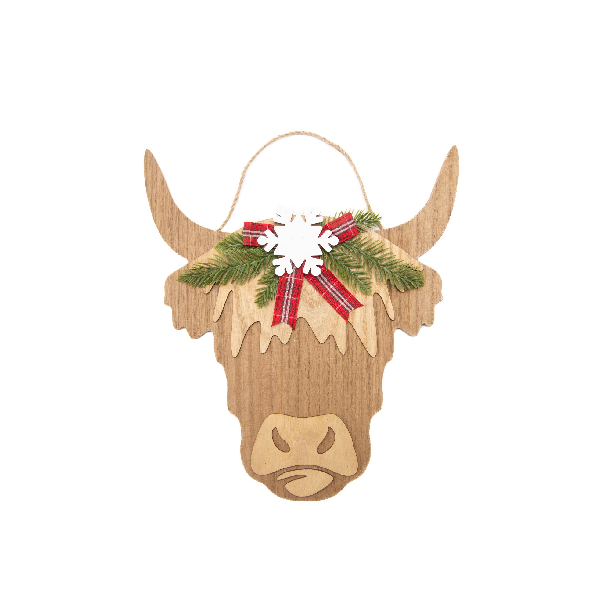 MDF Cow Shaped Wall Hanger with Winter Foliage, Winter, Wall Decor, Holiday Decor
