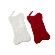 Bone Shaped Cable Knit Stocking Assorted, Christmas, Stocking, Holiday Decor- Set of 2