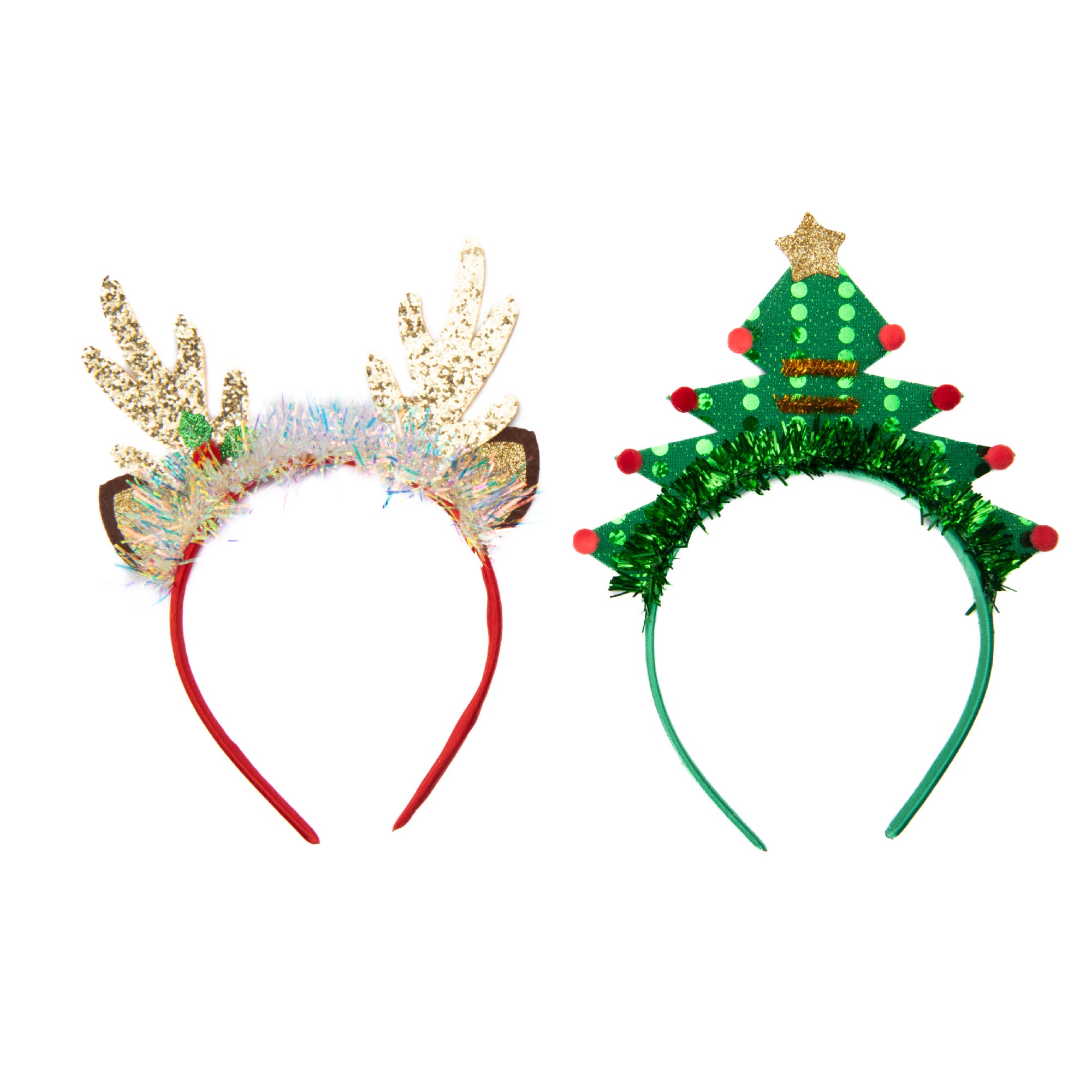 Festive Headband Tree & Reindeer Assorted, Christmas, Holiday Decor- Set of 2