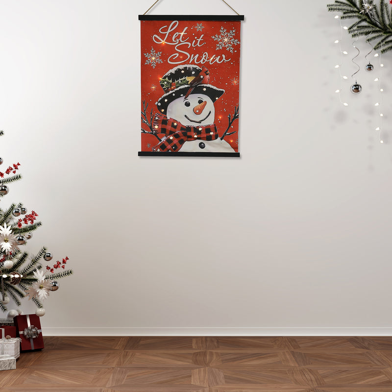 LED Snowman Buffalo Check Scarf