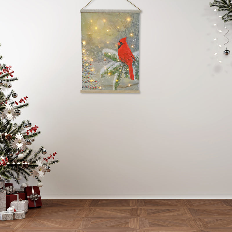 LED Cardinal Fabric Wall Hanging