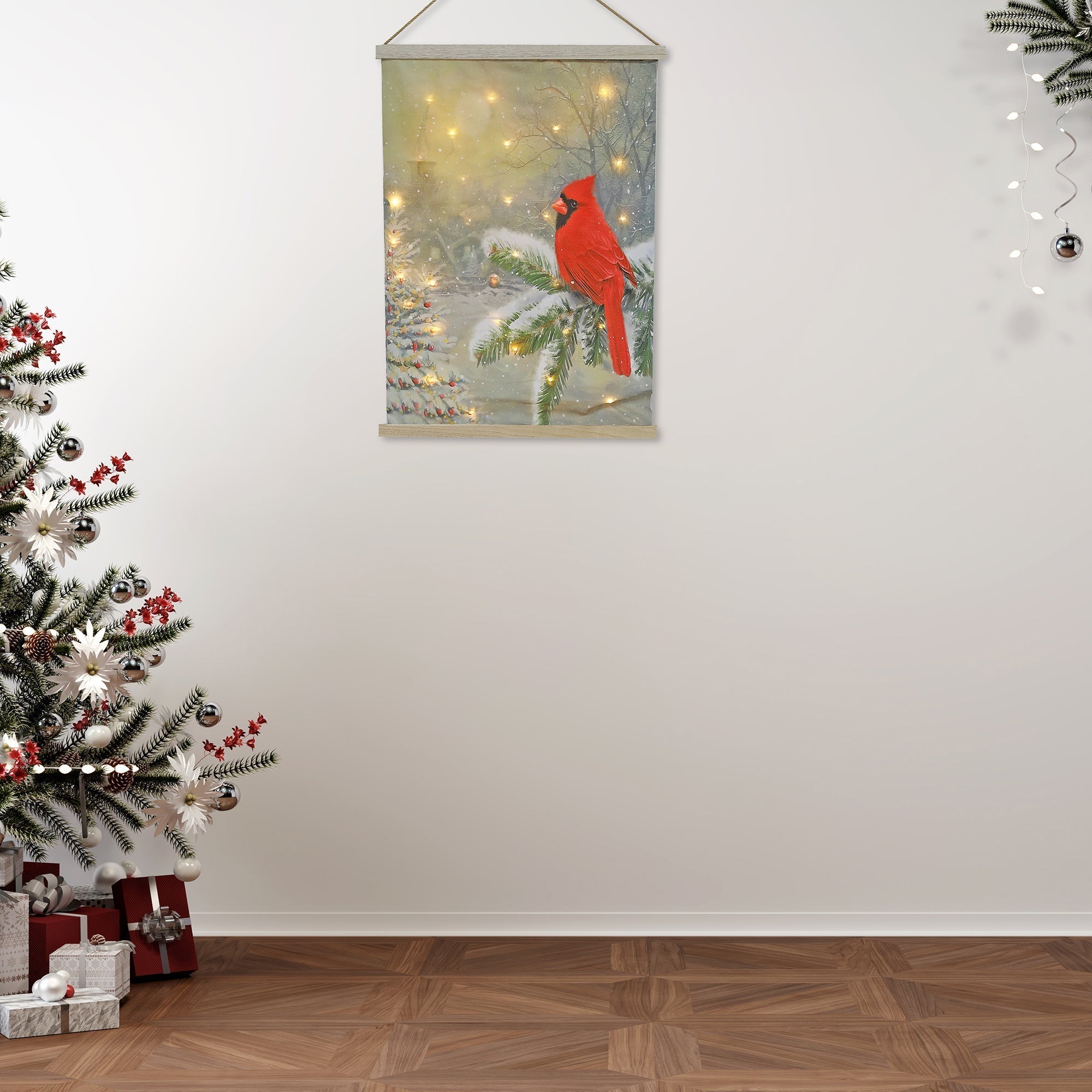 LED Cardinal Fabric Wall Hanging – Christmas Holiday Decor