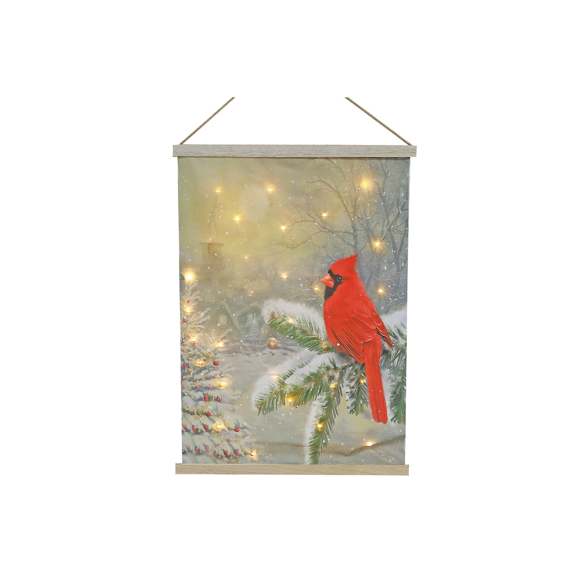 LED Cardinal Fabric Wall Hanging – Christmas Holiday Decor
