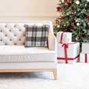 Checked Poly-Cotton Cushion With Sherpa At Back Brown Stripe - Set of 2