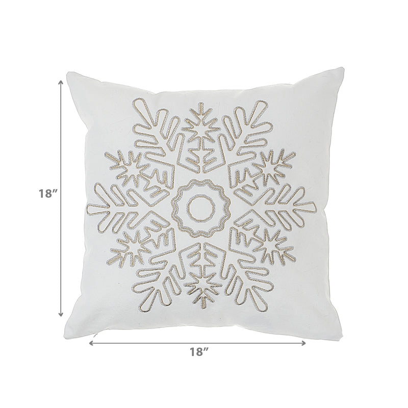 Embroidered Cotton Canvas Cushion Snowflake 18"X18" - Set of 2
