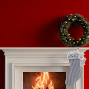Embroidered Plaid Christmas Stocking, Faux Fur Cuff Stocking, Holiday Fireplace Stocking Decor - Set Of 2