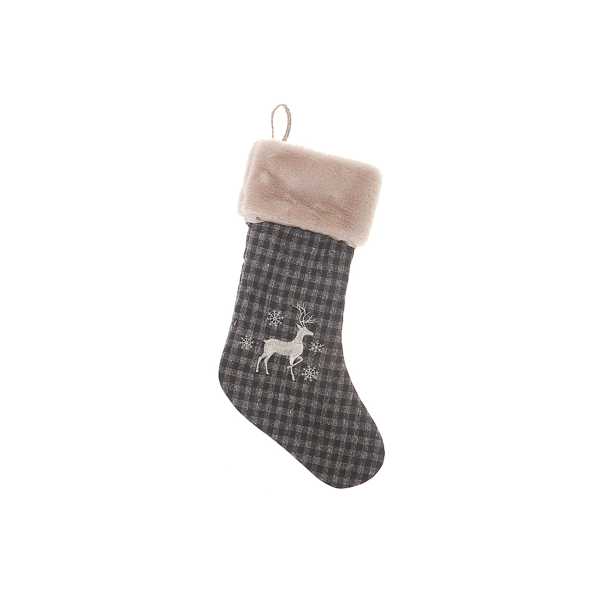 Striped Fabric Christmas Stocking, Holiday Fireplace Stocking, Hanging Christmas Stocking Decor - Set Of 2