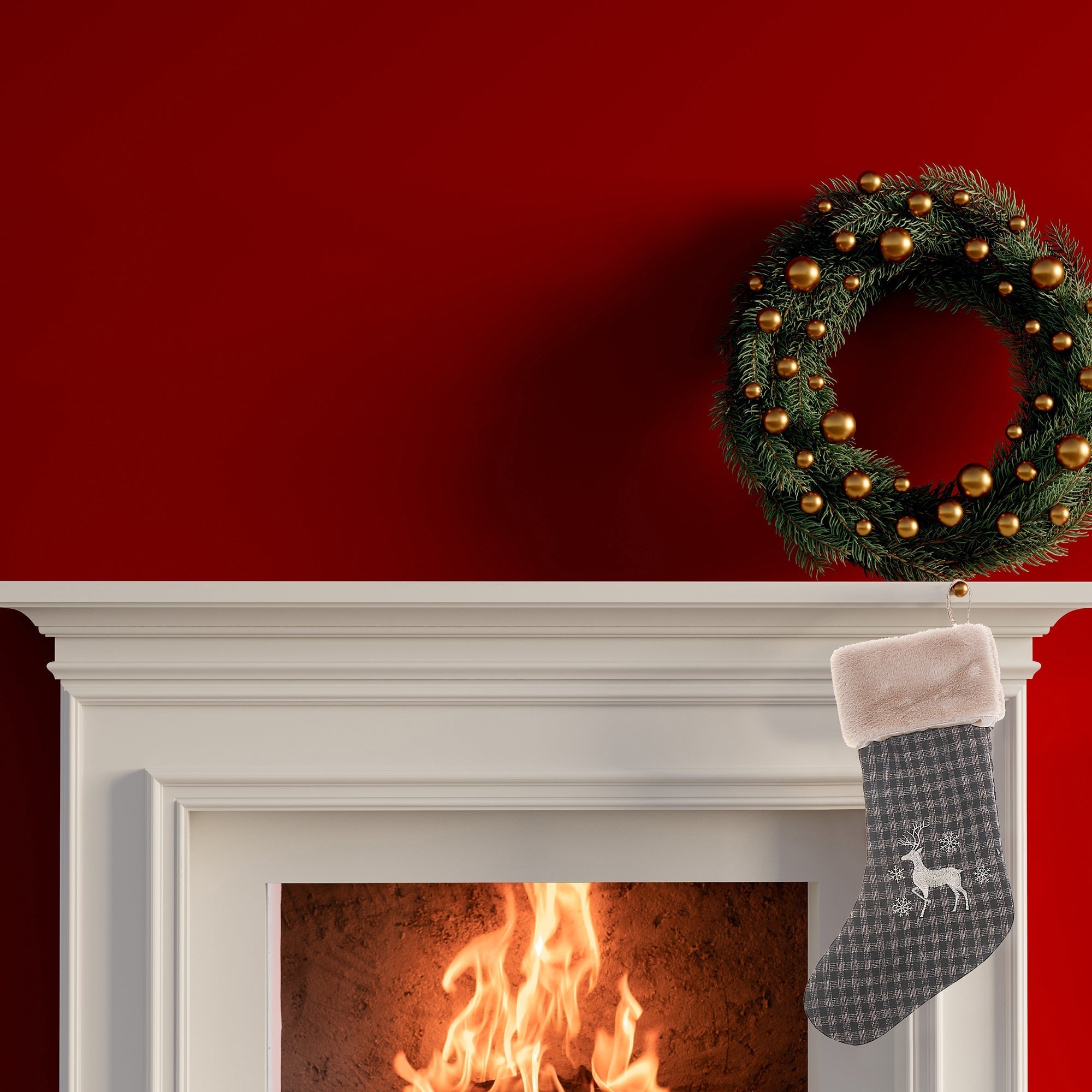 Striped Fabric Christmas Stocking, Holiday Fireplace Stocking, Hanging Christmas Stocking Decor - Set Of 2
