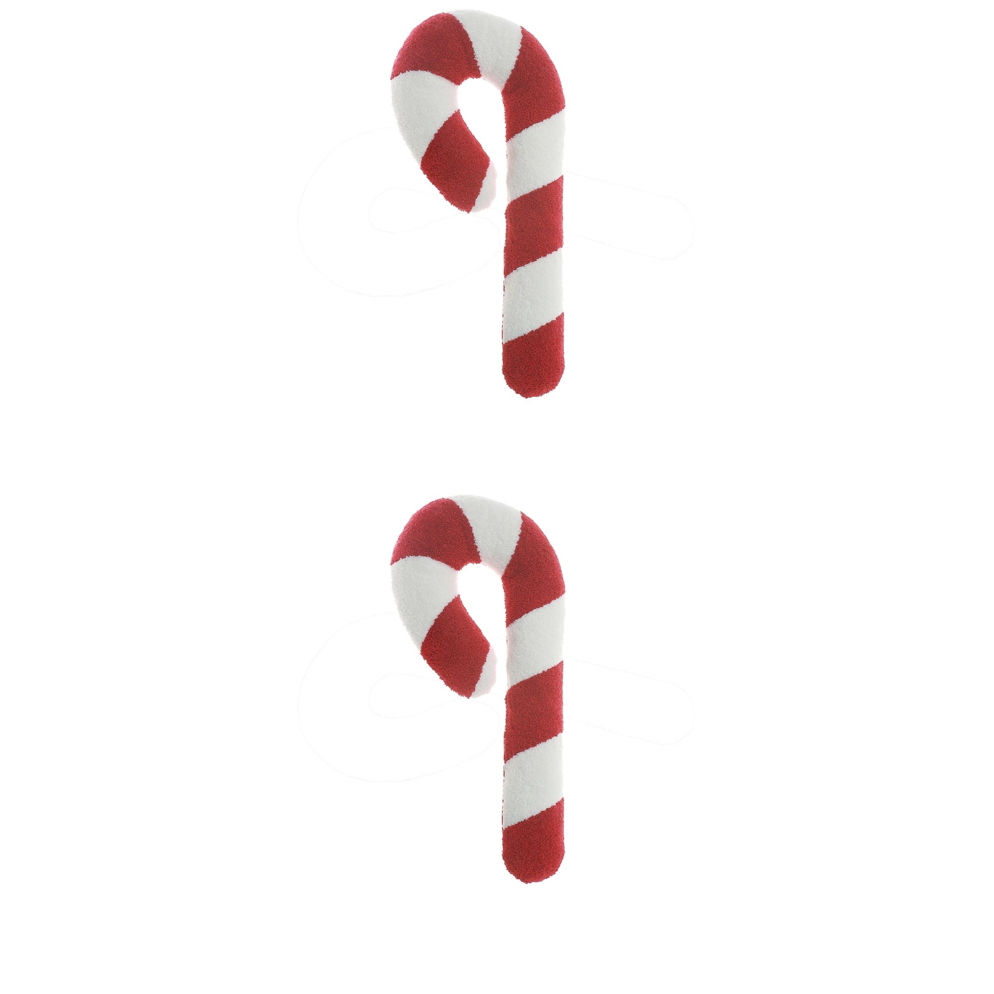 Cotton Candy Cane Shaped Cushion with 380 Gram Filler - Set of 2, Christmas Pillow, Holiday Decor, Festive Cushion