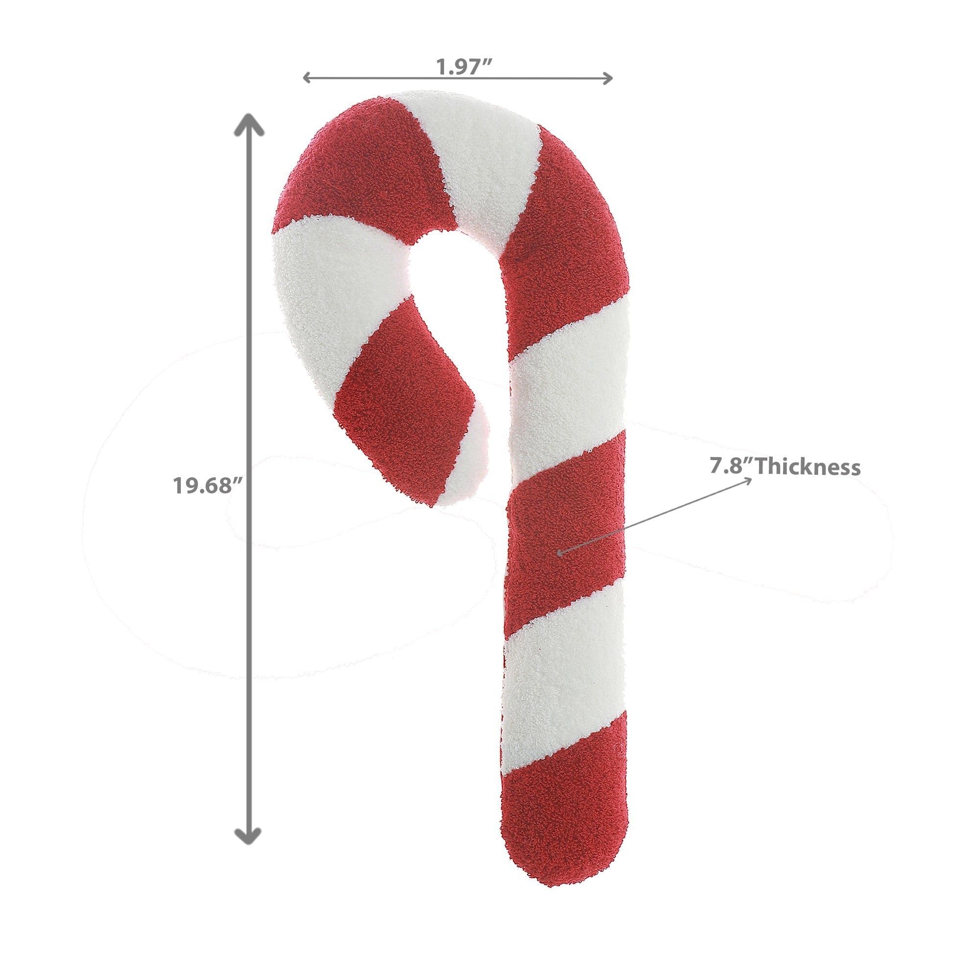 Cotton Candy Cane Shaped Cushion with 380 Gram Filler - Set of 2, Christmas Pillow, Holiday Decor, Festive Cushion