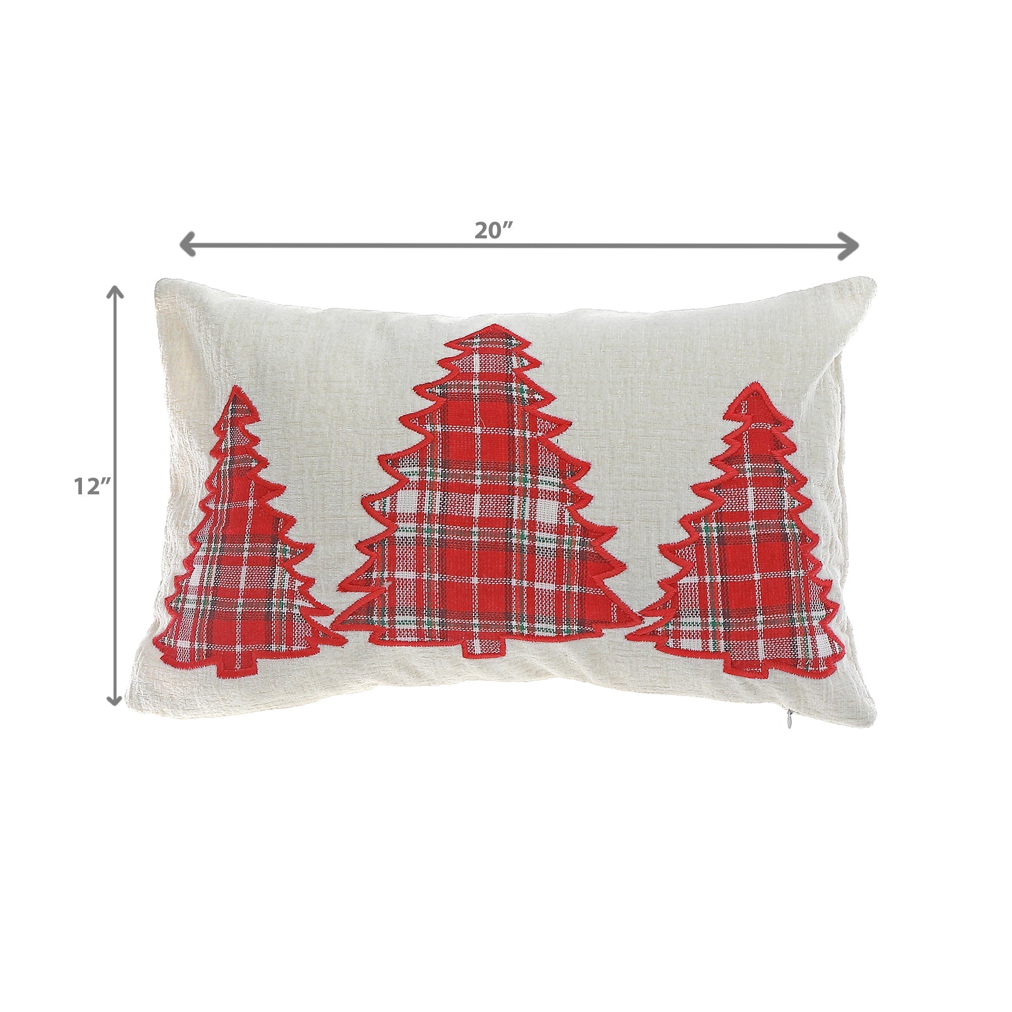 Polyester Embroidered Plaid Tree Cushion with 350 Gram Filler - Set of 2, Christmas Pillow, Holiday Home Accent, Festive Throw Pillow