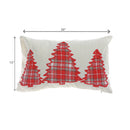 Polyester Embroidered Cushion (Plaid Tree) 350G Filler - Set of 2