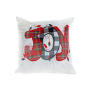 Cotton Embroidered Cushion (Plaid Joy) 380G Filler - Set of 2