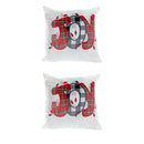 Cotton Embroidered Cushion (Plaid Joy) 380G Filler - Set of 2