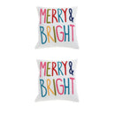 Polyester Embroidered Cushion (Merry & Bright) 380G Filler - Set of 2