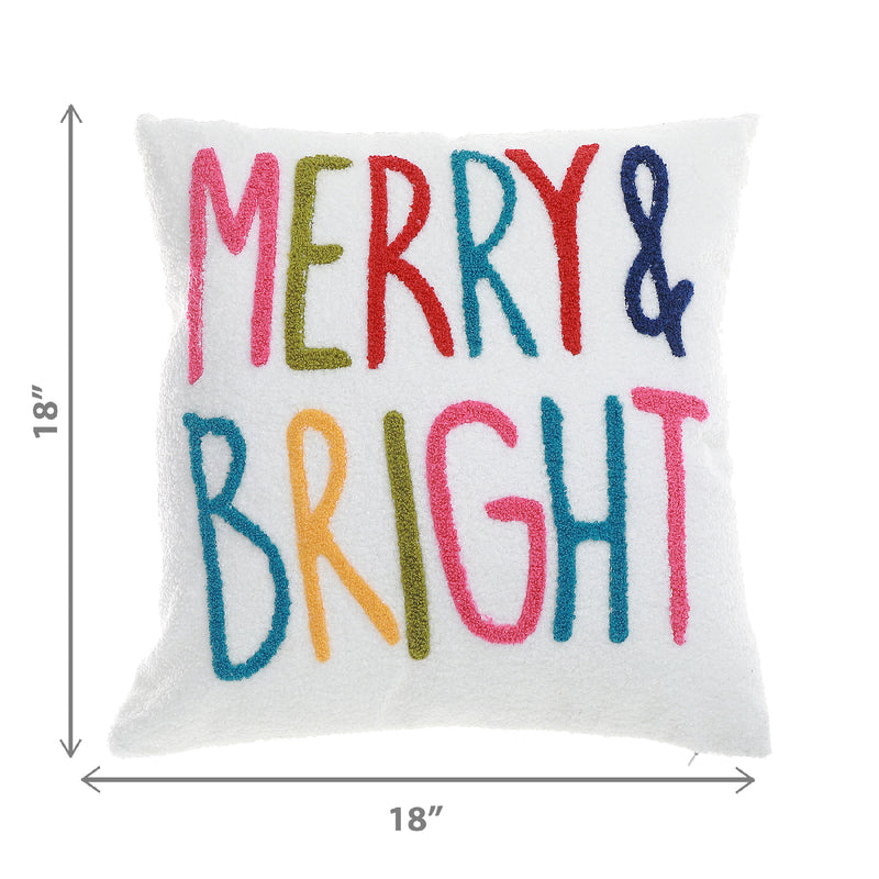 Polyester Embroidered Cushion (Merry & Bright) 380G Filler - Set of 2