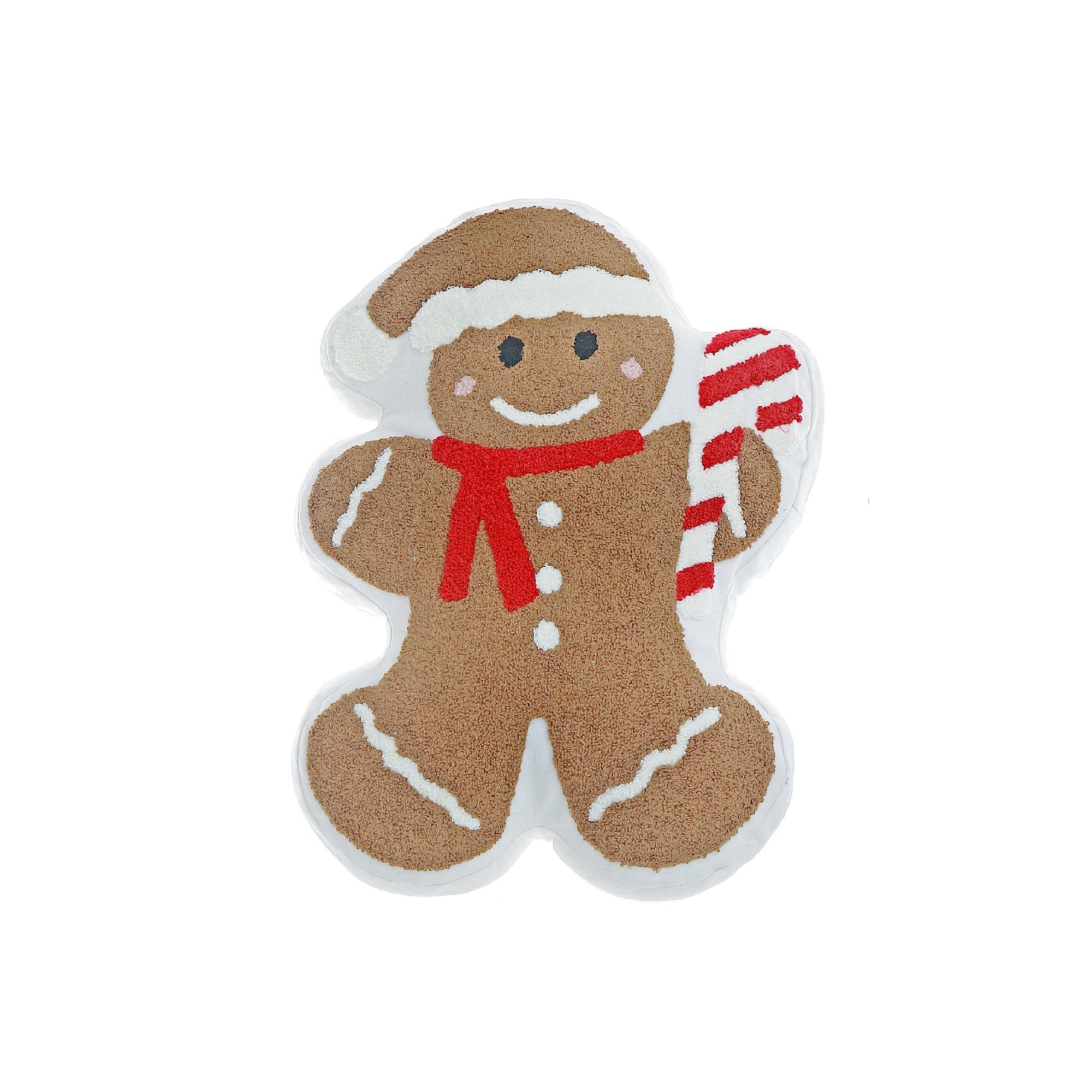 Cotton Embroidered Gingerbread Cushion with 380 Gram Filler - Set of 2, Christmas Pillow, Holiday Decor, Festive Home Accent