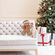 Cotton Embroidered Gingerbread Cushion with 380 Gram Filler - Set of 2, Christmas Pillow, Holiday Decor, Festive Home Accent