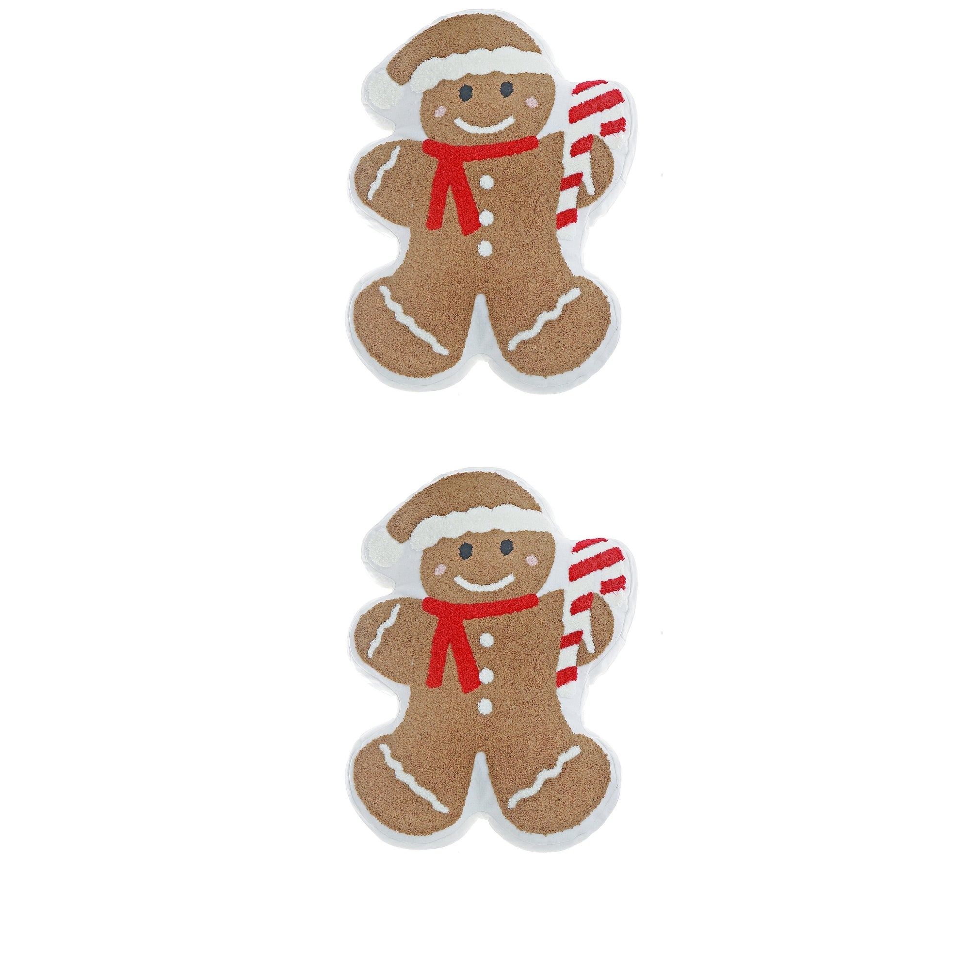 Cotton Embroidered Gingerbread Cushion with 380 Gram Filler - Set of 2, Christmas Pillow, Holiday Decor, Festive Home Accent
