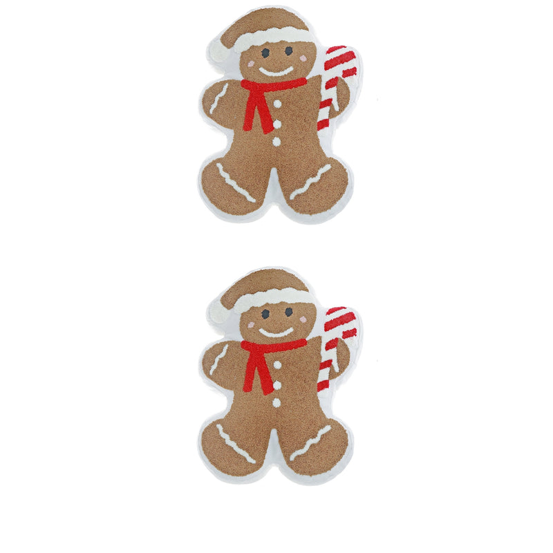 Cotton Embroidered Cushion (Gingerbread) 380G Filler - Set of 2