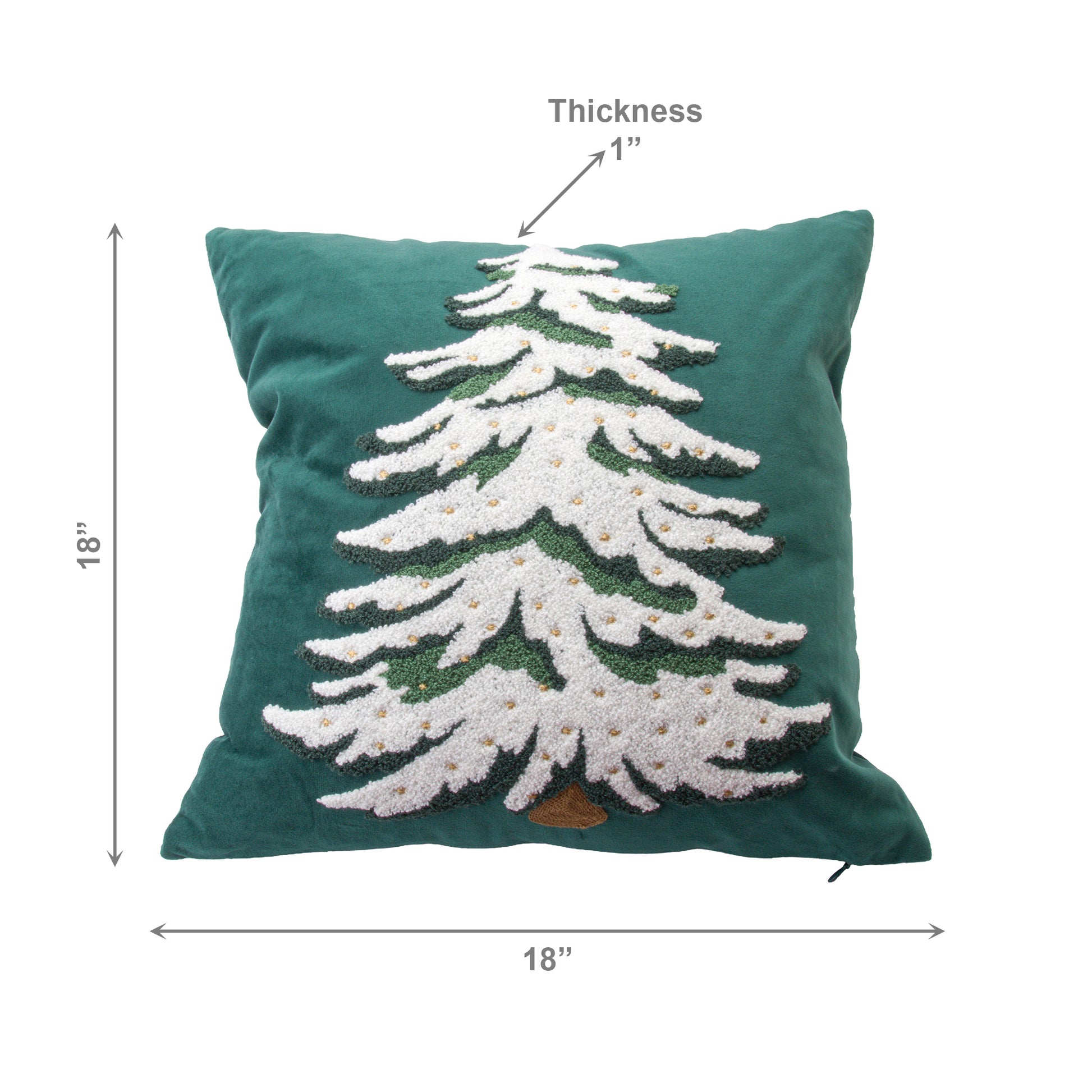 Polyester Embroidered Cushion White Tree, Throw Pillow, Holiday Decor- Set of 2